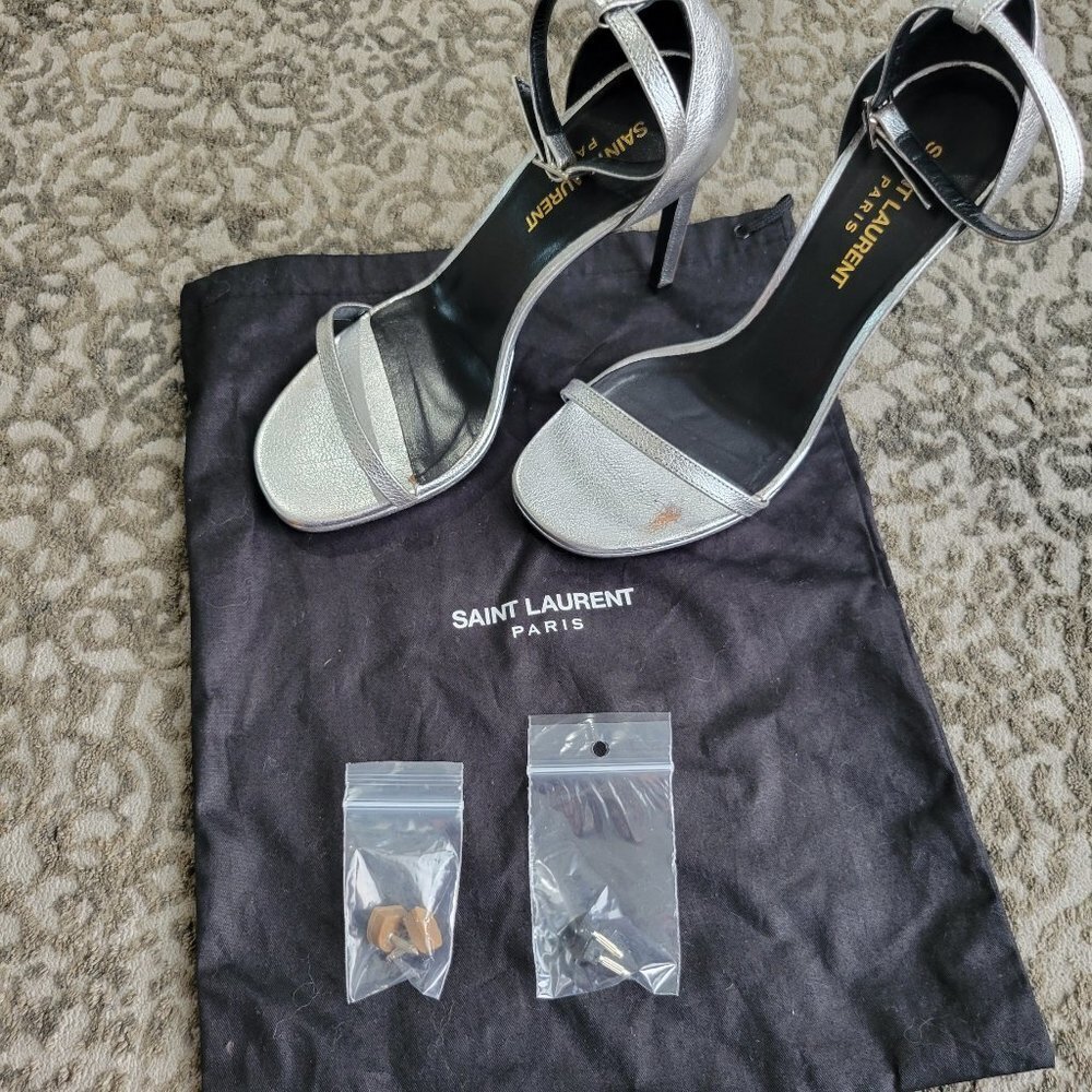 Saint Laurent Argento Silver Heels Size 36 - Picture 13 of 16